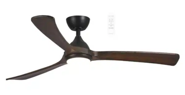 Martec Norfolk DC 1220mm 3 Timber Blade  WIFI & Remote Control Ceiling Fan with Variable Dim 18w CCT LED Light  Matt Black/Walnut