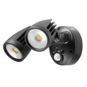 Martec Fortress PRO LED Flood Light Outdoor IP65 Double Spot Sensor 2 x 18w Tricolour Matt Black