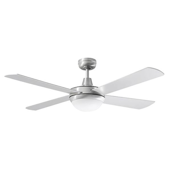 Martec Lifestyle 1320mm 4 Blade Ceiling Fan with 24w LED Light Tricolour Brushed Aluminium