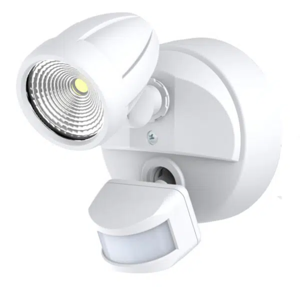 Martec Bandit LED Flood Light Outdoor IP54 Single Spot Sensor 12W Tricolour Matt White