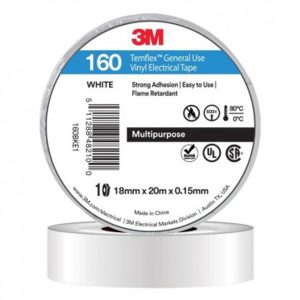 Repelec TAPE, VINYL ELECTRICAL 160 TEMFLEX, WHITE, 18mm x 20m
