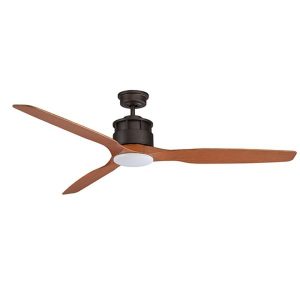 Martec Governor 1520mm 3 Blade Ceiling Fan with 15w Tricolour LED Light Old Bronze Motor Teak Blade