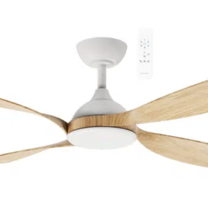 Martec Hampton DC 1320mm 4 ABS Blade WIFI & Remote Control Ceiling Fan Only Matt White/Oak