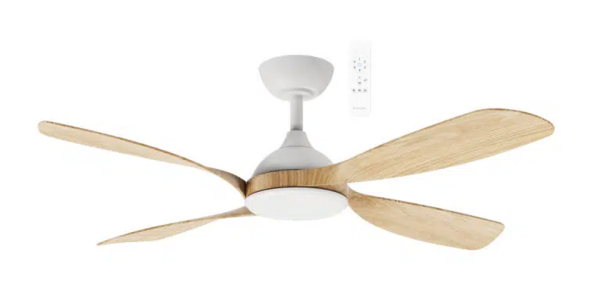 Martec Hampton DC 1320mm 4 ABS Blade WIFI & Remote Control Ceiling Fan Only Matt White/Oak