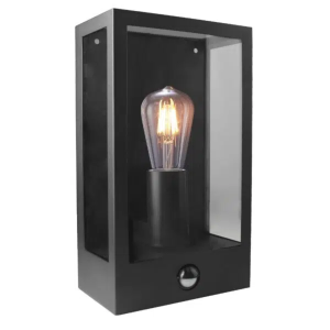 Martec Vancouver E27 Flush Wall Exterior with PIR Sensor Matt Black