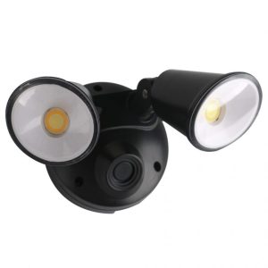 Martec Defender Double Spot LED Outdoor Flood Light 2 x 10w Tricolour Matt Black