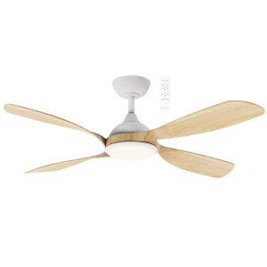 Martec Hampton DC 1320mm 4 ABS Blade WIFI & Remote Control Ceiling Fan with Variable Dim 18w CCT LED Light Matt White/Oak