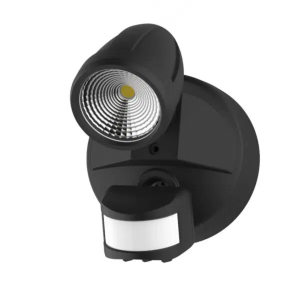 Martec Bandit LED Flood Light Outdoor IP54 Single Spot Sensor 12W Tricolour Matt Black