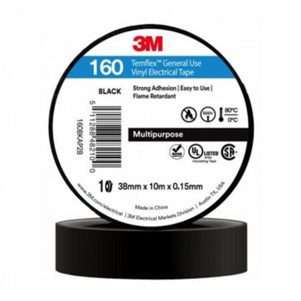 Repelec TAPE, VINYL ELECTRICAL 160 TEMFLEX, BLACK, 18mm x 20m