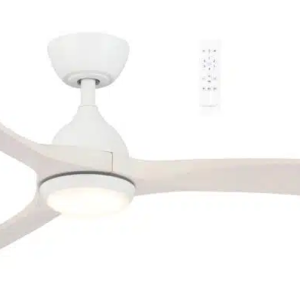 Martec Norfolk DC 1220mm 3 Timber Blade  WIFI & Remote Control Ceiling Fan with Variable Dim 18w CCT LED Light  Matt White/Whitewash