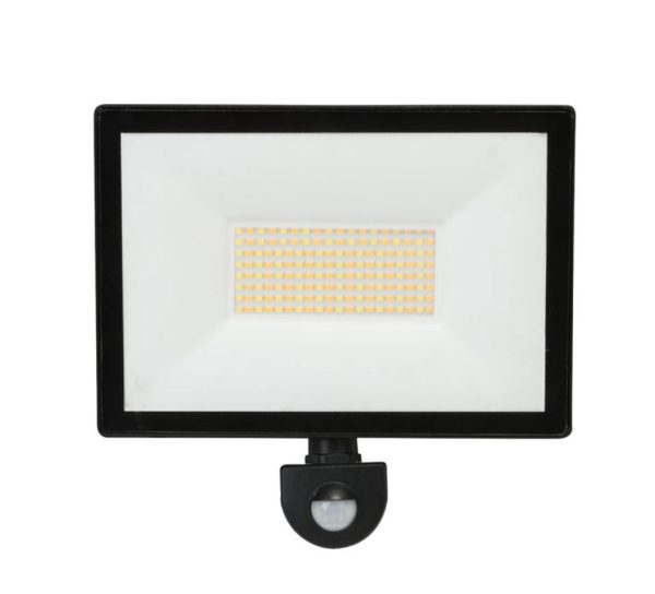 Martec Opal LED Outdoor Flood Light with Flex & Plug 50w Tricolour Sensor Matt Black