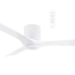 Martec Fresno DC Close to Ceiling 3 ABS Blade 1320mm Hugger WIFI & Remote Control Ceiling Fan with Variable Dim 16w CCT LED Light Matt White