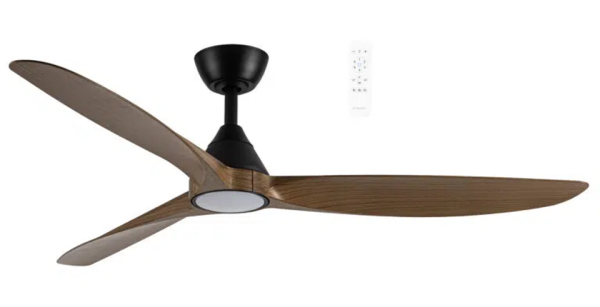 Martec Seaforth DC 1320mm 3 ABS Blade WIFI & Remote Control Ceiling Fan with Variable Dim 15w CCT LED Light Matt Black/Teak