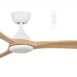 Martec Norfolk DC 1220mm 3 Timber Blade  WIFI & Remote Control Ceiling Fan Only Matt White/Natural