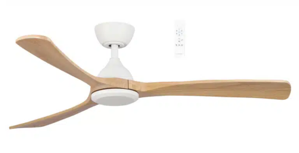 Martec Norfolk DC 1220mm 3 Timber Blade  WIFI & Remote Control Ceiling Fan Only Matt White/Natural