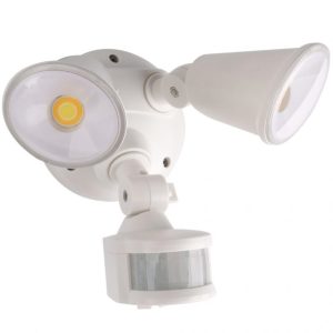 Martec Defender Double Spot LED Outdoor Flood Light 2 x 10w Tricolour Sensor White