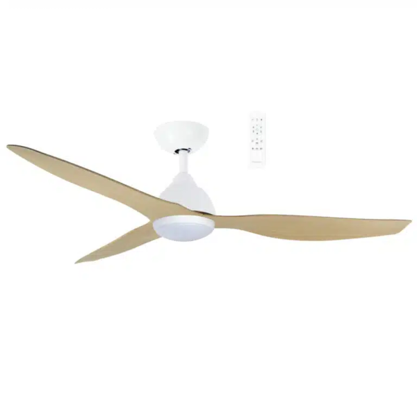 Martec Avoca DC 1220mm 3 ABS Blade WIFI & Remote Control Ceiling Fan with Variable Dim 20w CCT LED Light Matt White/Oak