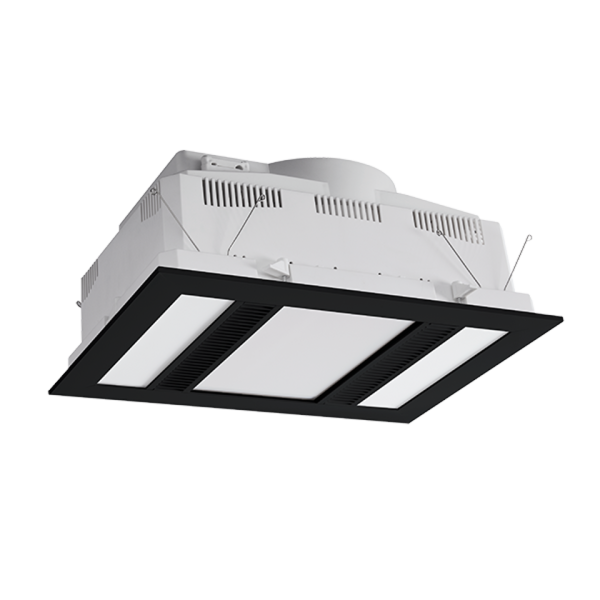 Martec Phoenix 1000w Halogen 3 in 1 Bathroom Heater & High Extraction Exhaust Fan with 2 Tricolour LED Light Panels Black