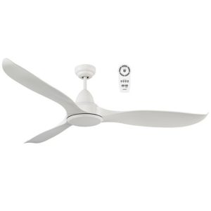 Martec Wave 1520mm 3 ABS Blade DC Remote Control Ceiling Fan with 18w Tricolour LED Light White Satin