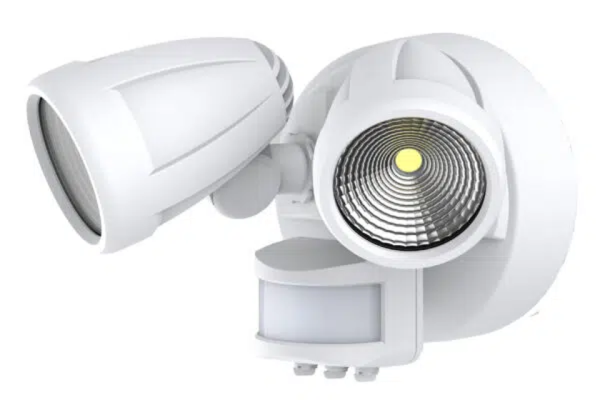 Martec Bandit LED Flood Light Outdoor IP54 Double Spot Sensor 2 x 12W Tricolour Matt White