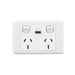 QZAO 10A White Double GPO with USB