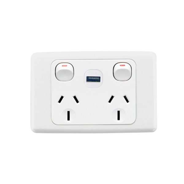 QZAO 10A White Double GPO with USB