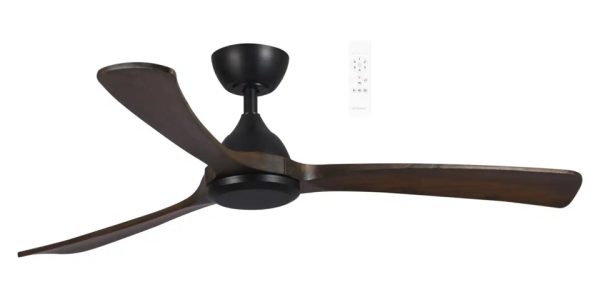 Martec Norfolk DC 1220mm 3 Timber Blade  WIFI & Remote Control Ceiling Fan Only Matt Black/Walnut