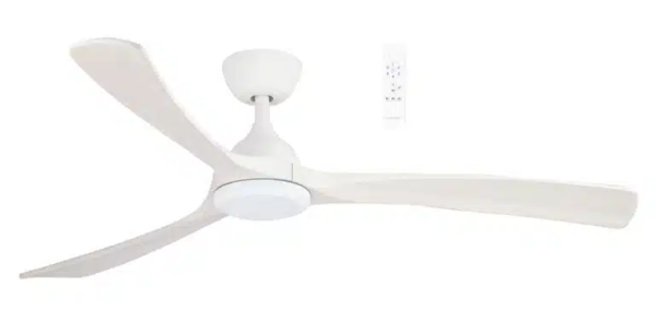 Martec Norfolk DC 1220mm 3 Timber Blade  WIFI & Remote Control Ceiling Fan Only Matt White/Whitewash