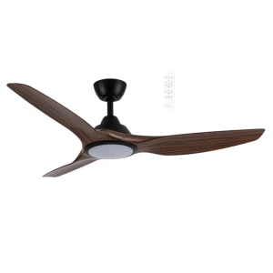 Martec Impact DC 1320mm 3 ABS Blade WIFI & Remote Control Ceiling Fan with Variable Dim 20w CCT LED Light Matt Black/Walnut