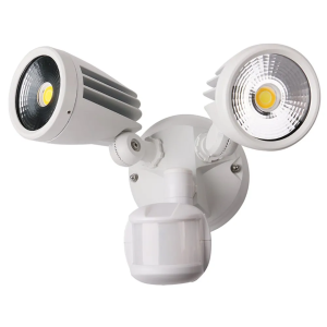 Martec Fortress II LED Flood Light Outdoor Double Spot Sensor 2 x 15w Tricolour White