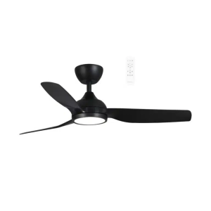 Martec Daytona DC 1320mm IP55 Full ABS 3 Blade WIFI & Remote Control Ceiling Fan with Variable Dim 24w CCT LED Light Matt Black