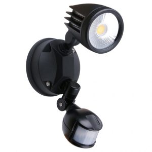 Martec Fortress II LED Flood Light Outdoor Single Spot Sensor 15w Tricolour Matt Black