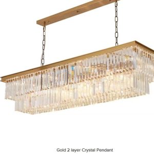 QZAO Gold 2 layer Crystal Pendant