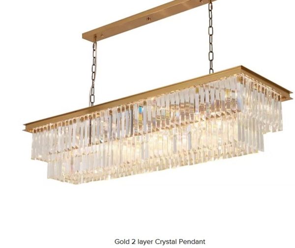 QZAO Gold 2 layer Crystal Pendant