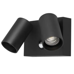 Martec Capri LED Double Spot 2 x 9W Tricolour IP65 with PIR Sensor Exterior Matt Black